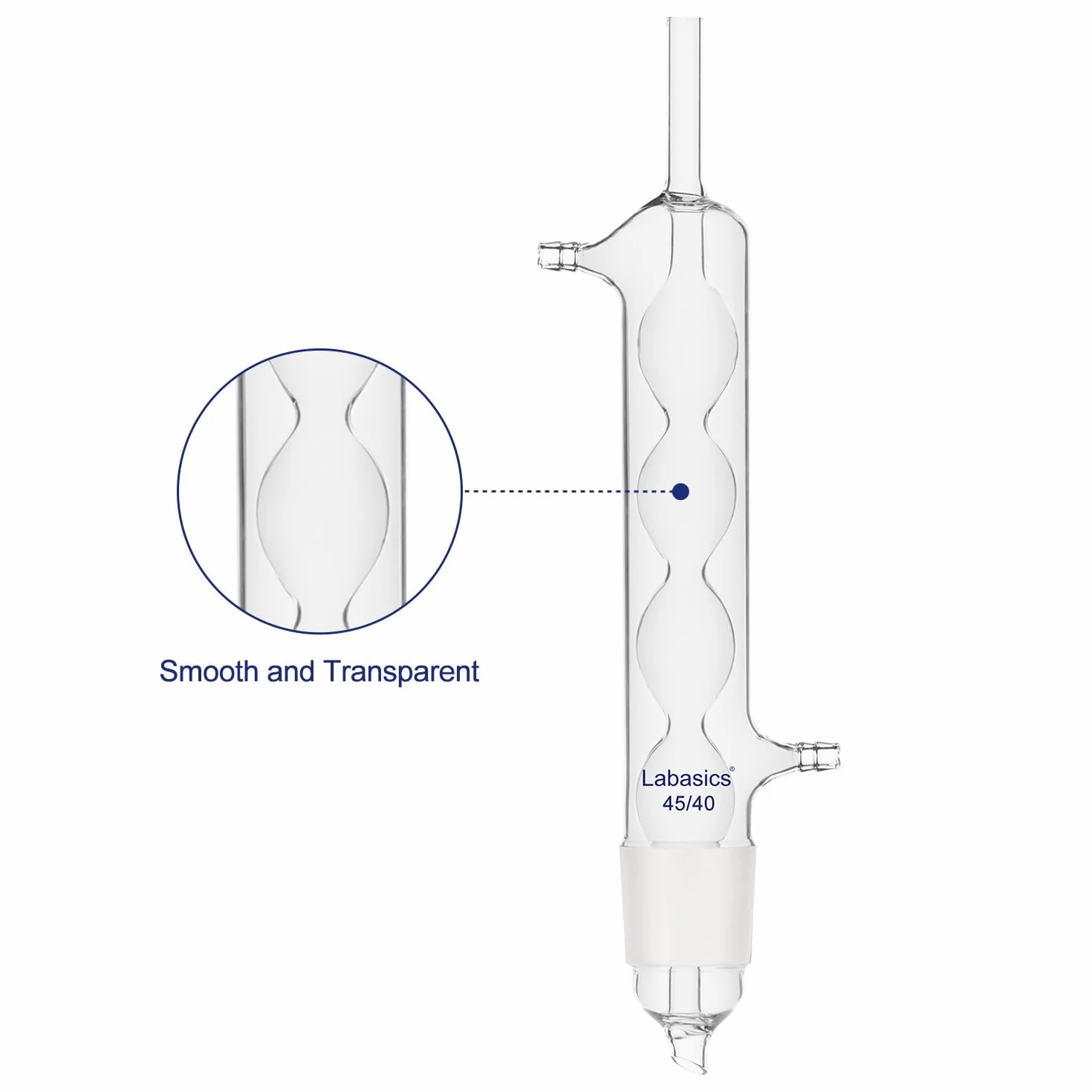 Labasics Allihn Kondensator Rückflusskühler für Soxhlet Extraktion, Borosilikatglas Rückflusskühler für Soxhlet Extraktion Allihn mit 45/40 Untergelenk 250 mm Mantellänge Labor Kondensator