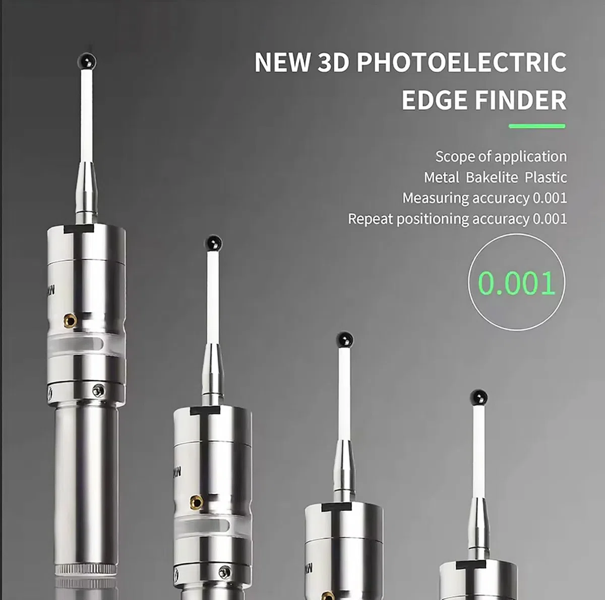 RATTMMOTOR Kantentaster,3D-Photoelektrischer Kantensucher, 3D-Taster CNC Messtaster Edge Finder MMP25, hohe Präzision 0,001mm mit LED glühen und Piep für CNC-Maschine
