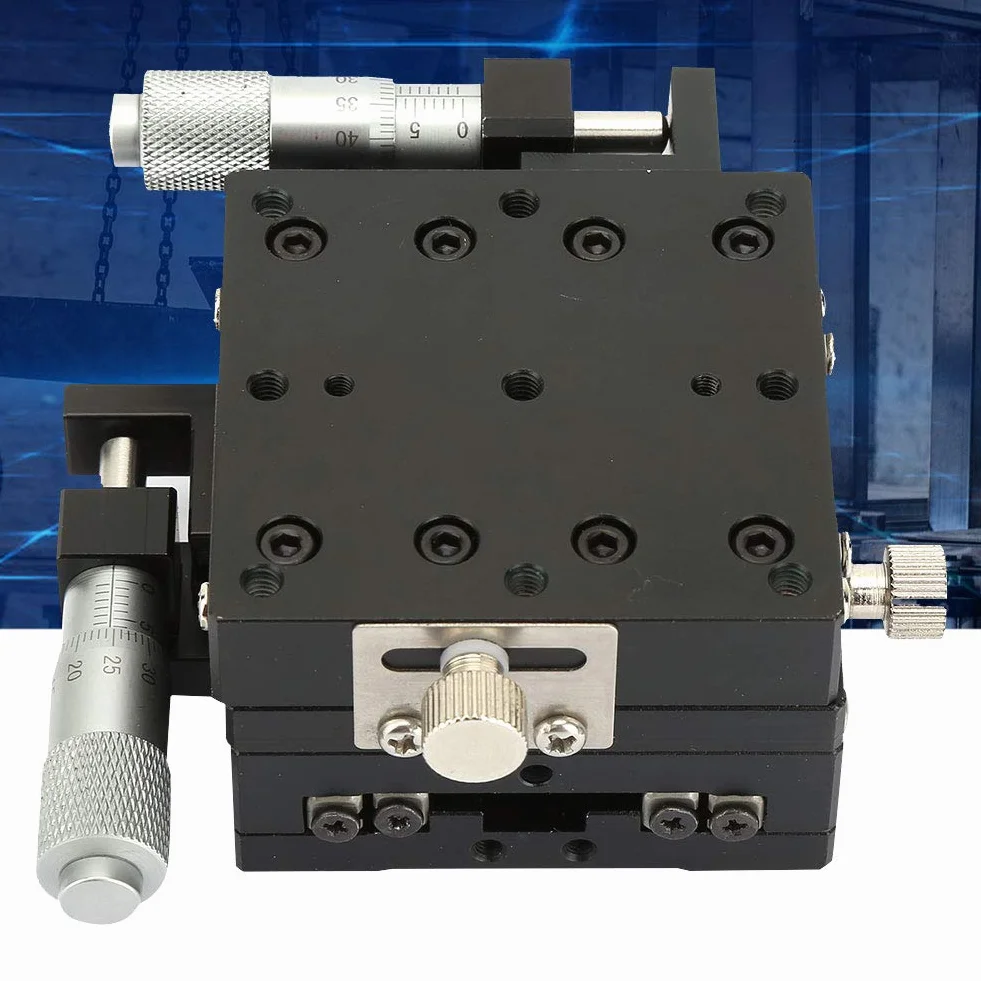 Lineartisch, 60x60x40mm SEMY60-AS Mikrometer Manueller Schiebetisch Trimmplattform Kreuzrollen-Lineartisch Geeignet für Labor-Präzisionsinspektion, manuelle Linearstufen