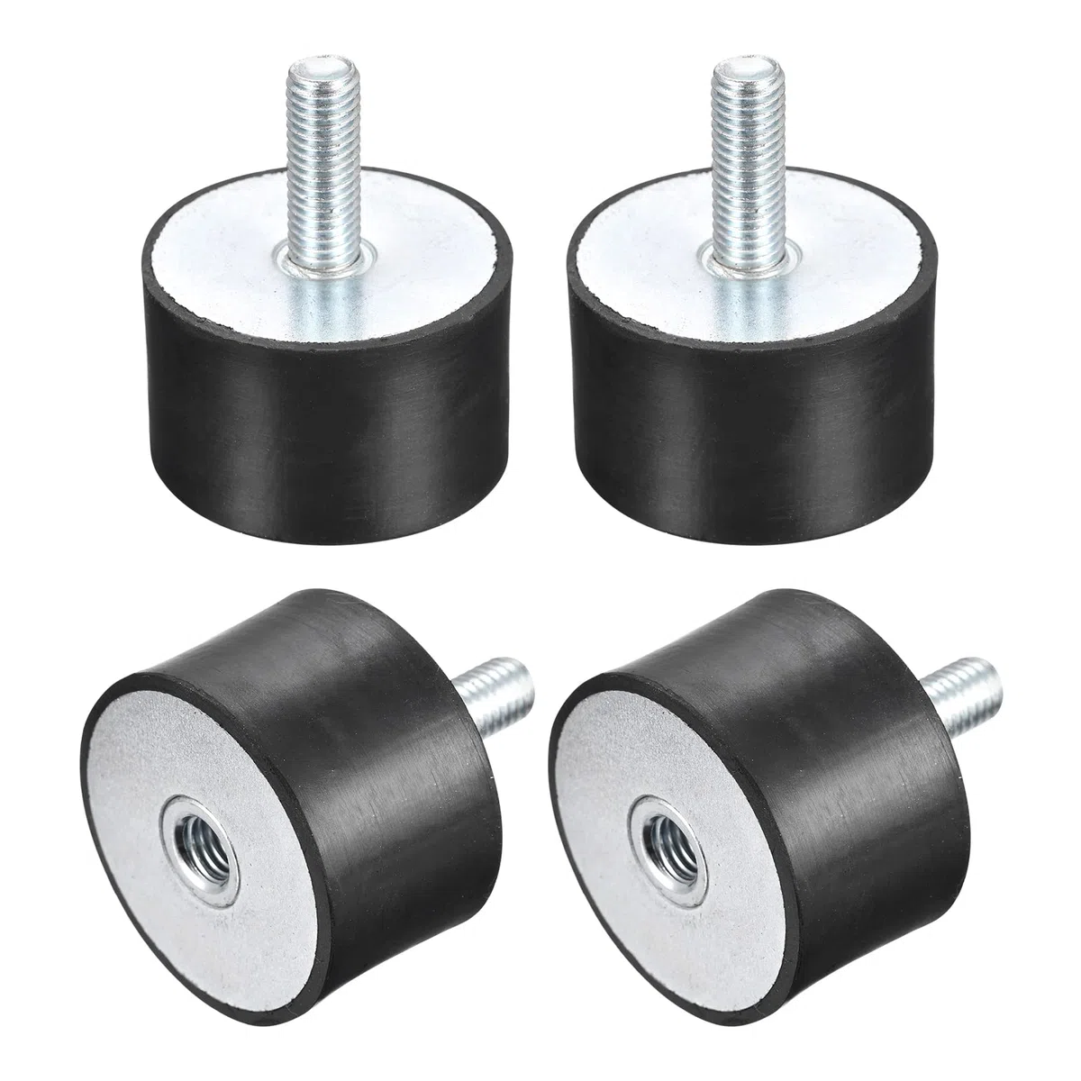 sourcing map 4Stk. Gummilager M10 Außen-/Innengewinde Schwingungsisolator Stoßdämpfer D50mmxH30mm