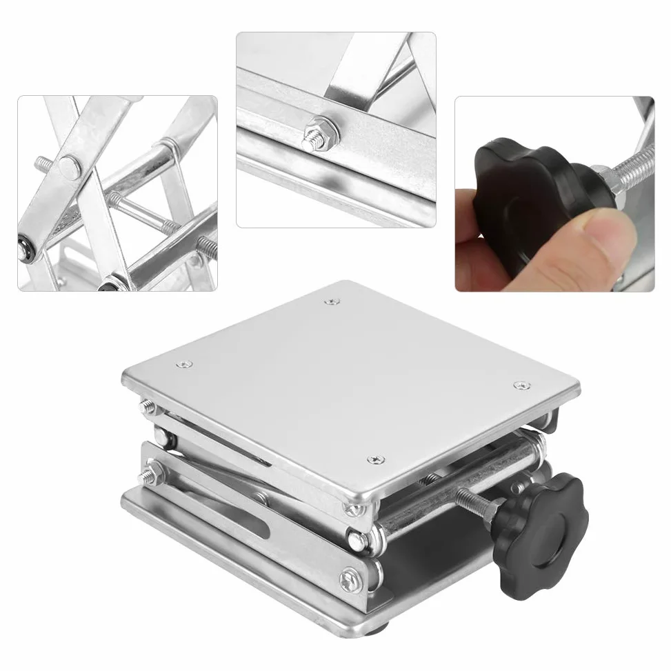 Edelstahl Labor Heben Plattform Stand Scheren Gestell 150 * 150 * 250mm, Einstellbare Höhe, Stabile Hebe Leistung, für Physik Chemie Biologie Experimenten Instrument, Hergestellt