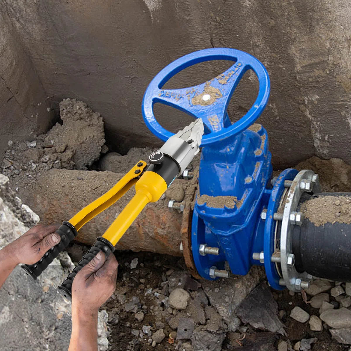 8T Hydraulische Flanschspreizer Hydraulik Flansch Spreizer Spreader Trenner - Max. Spreizweite 30mm, Spitzendicke 10 mm - für Wartung Rohrleitungen und Austausch Flanschen (Gelb)