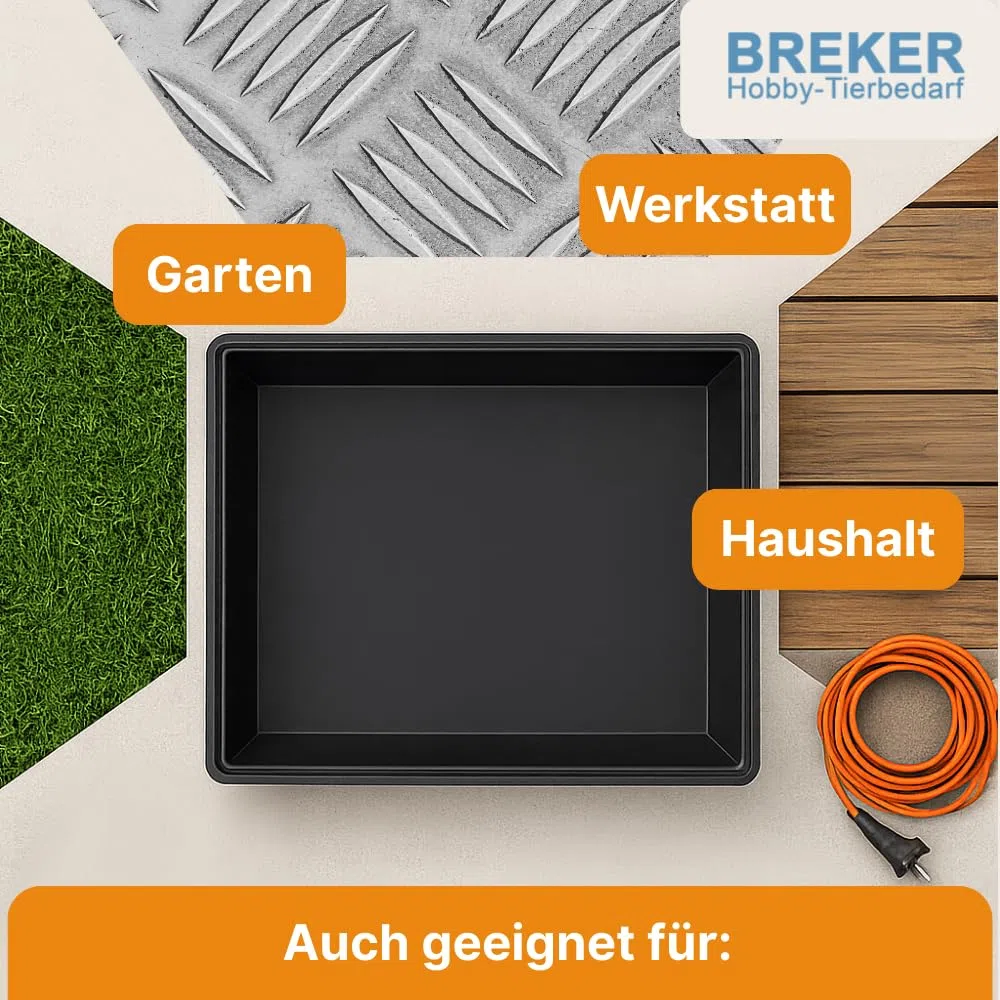 Breker Kunststoffwanne 80x80cm [geeignet als Kotwanne] 64 Liter Fassungsvolumen | Allzweckwanne | Plastikwanne | Schwarz