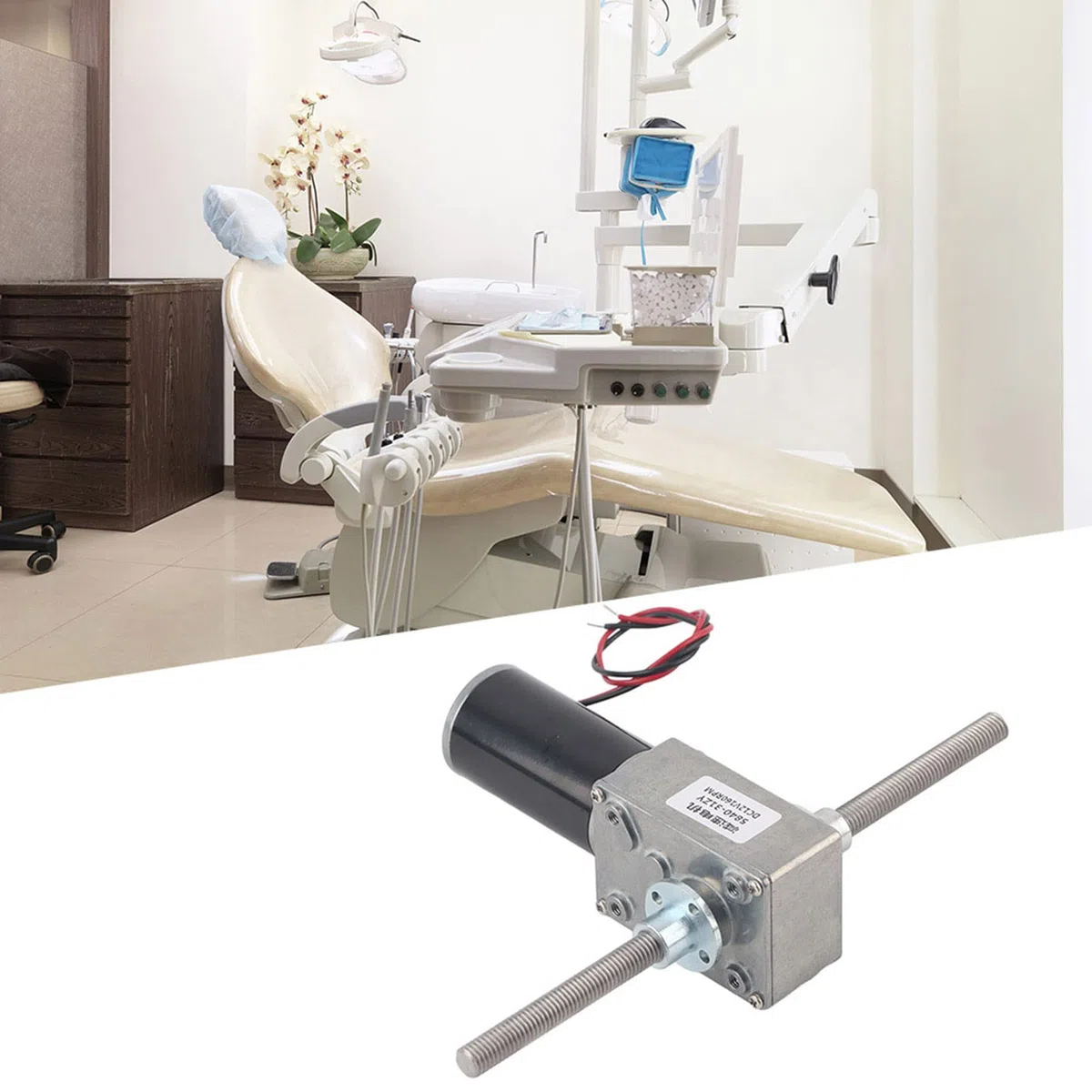 12V Getriebemotor mit hohem Drehmoment M8 Doppelwellen 1280 Motor Schnecken Getriebemotor Koaxial Untersetzungsmotor für rechte und linke Welle mit Flansch(Reduction Ratio 50)