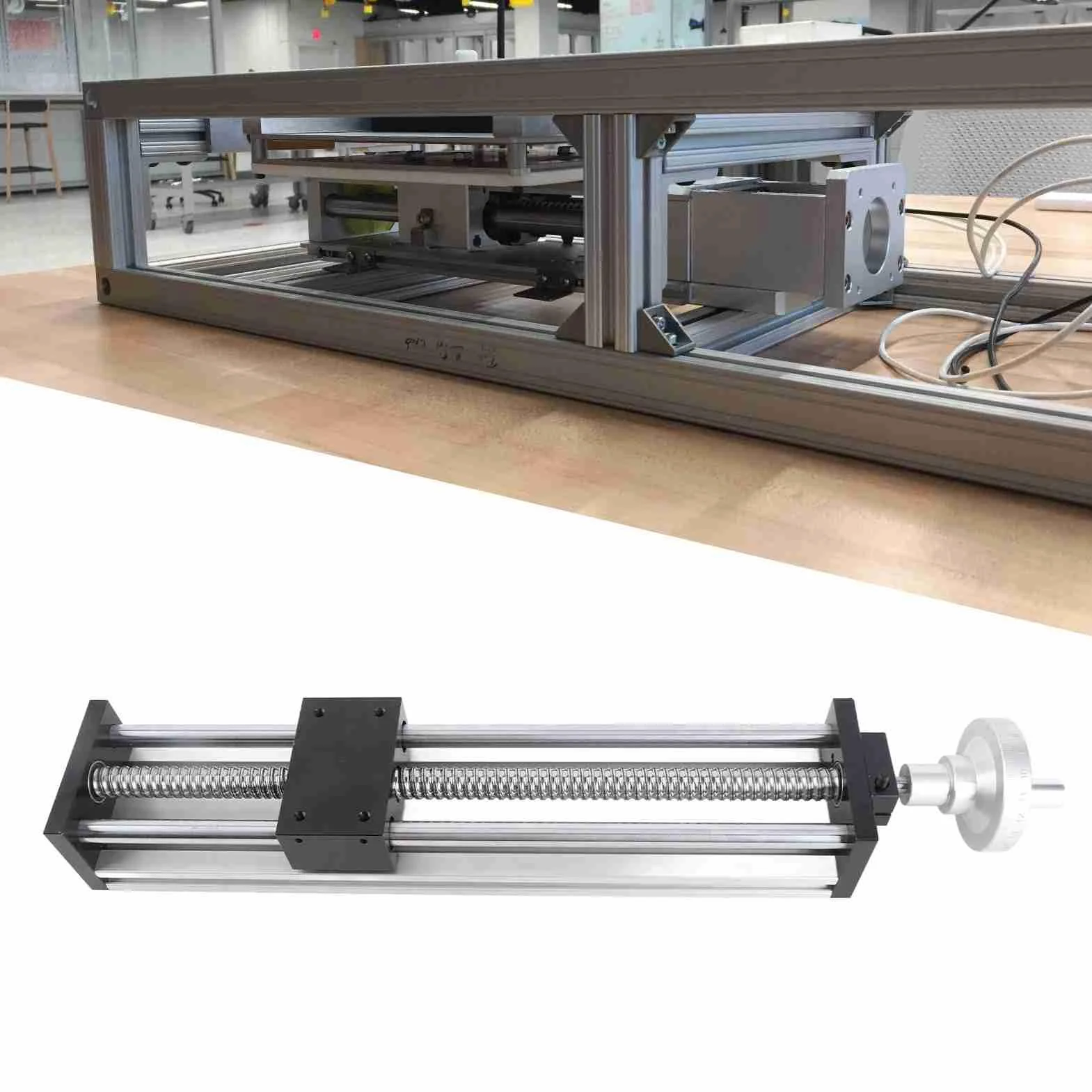 CNC Lineartisch 300mm Hub mit Kugelumlaufspindel, Aluminiumlegierung Linearachse, Manuelle Steuerung, Präzision ±0,05mm – Hochpräziser Positioniertisch für Maschinenbau und Industrieautomation