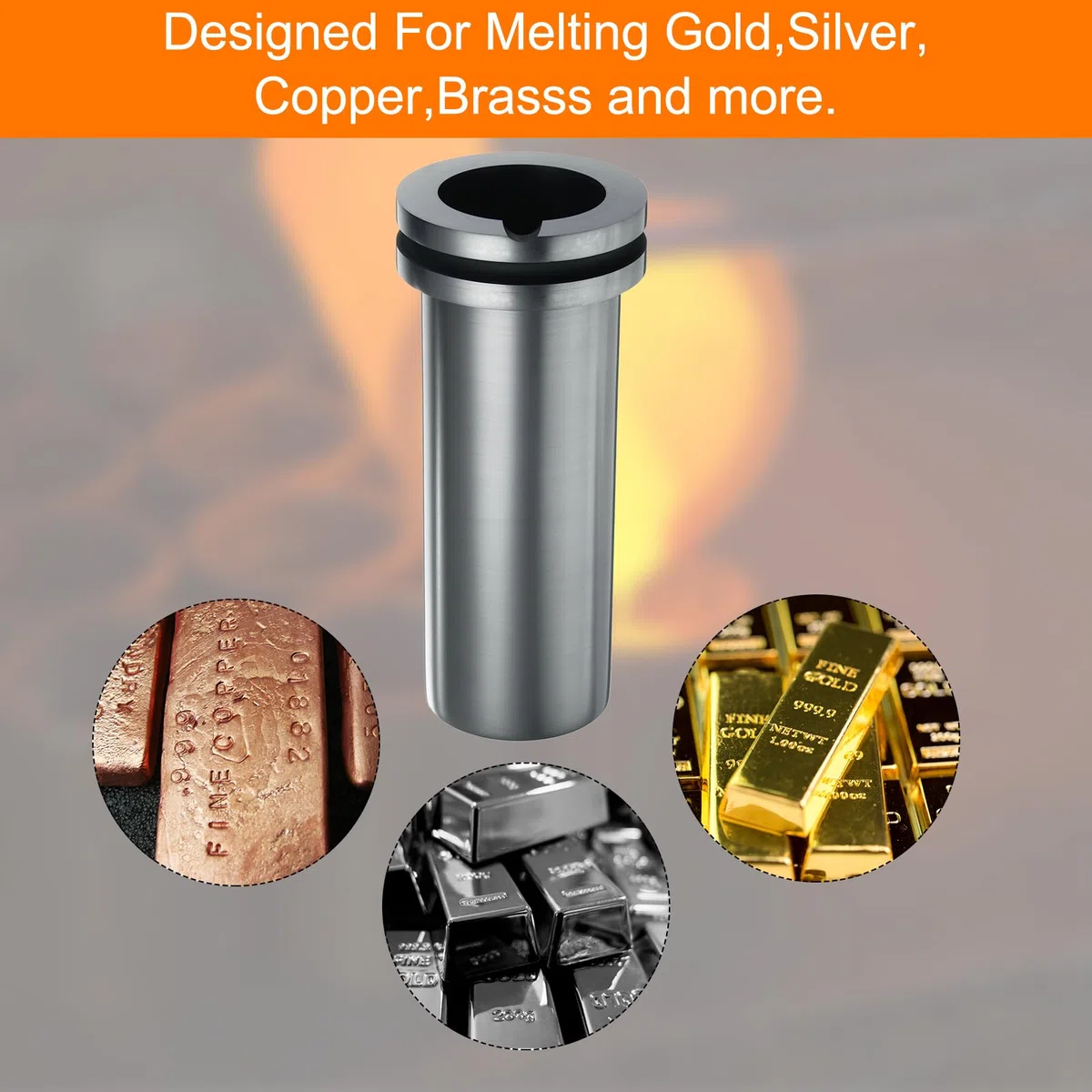 QUARKZMAN Graphit-Schmelztiegel, 2 kg Hochreiner Graphit-Schmelztiegel Metallschmelzbarren zum Schmelzen von Gold, Silber, Kupfer,1,77 Zoll IDx6,1 Zoll H