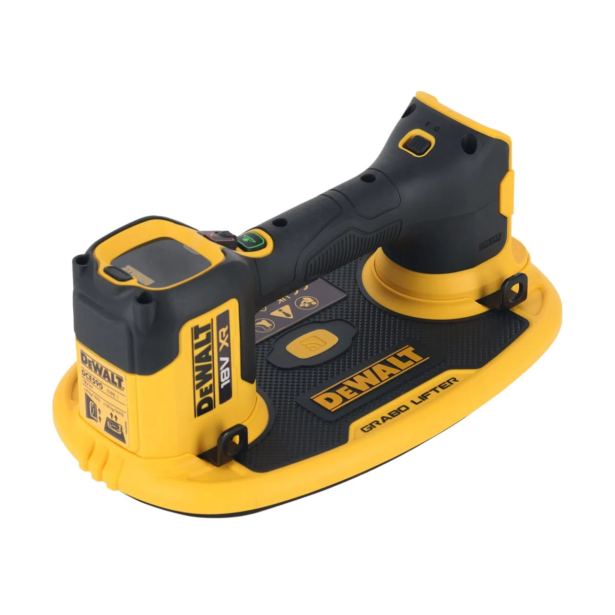 DEWALT 18 Volt Grabo Akku-Vakuum-Heber (bis zu 120 kg Hebekraft digitales Manometer, austauschbare Dichtung, Lieferung ohne Akku und Ladegerät), DCE590N-XJ