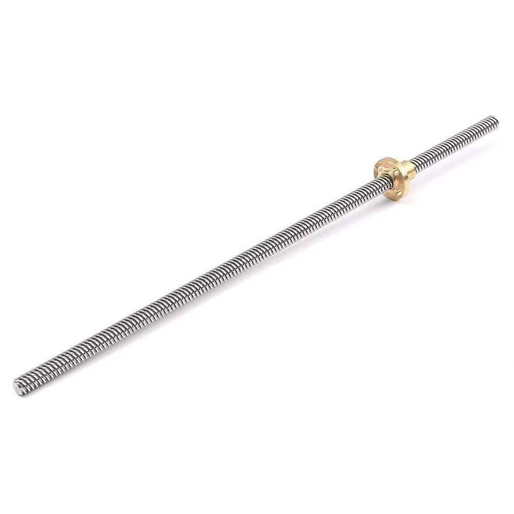 Trapezgewindespindel 2 Stück T6-Leitspindel und Messingmutter, 6 mm Gewinde, 1 mm Steigung, Länge 150/200/250/300/400 mm, Trapez-Leitspindel aus Edelstahl, für die Antriebsführungsschiene des Schritt
