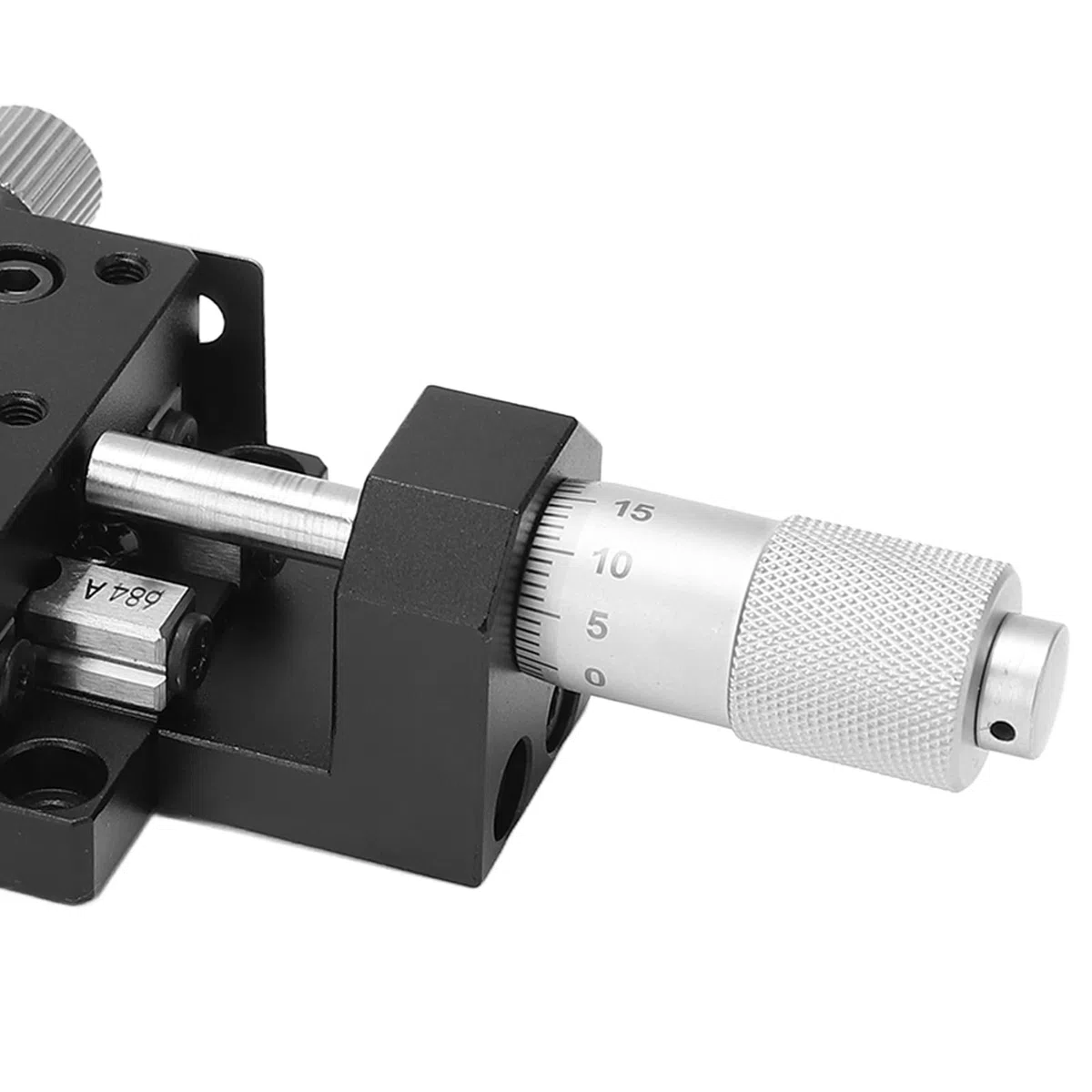 Manueller, präziser Lineartisch, hochgenaue Kreuzrollenführung, X-Achsen-Gleitplattform für optische Instrumente, Laborgeräte, Aluminiumlegierung, 40 x 40 mm, schwarz eloxi