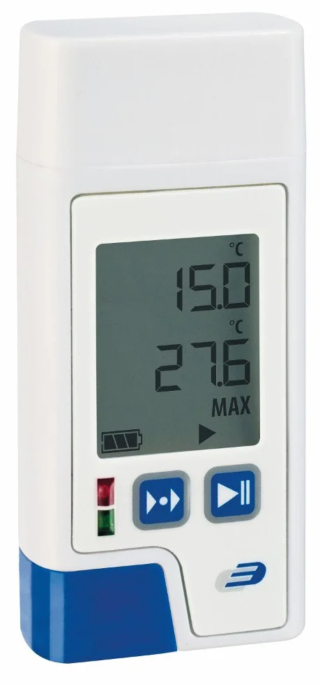 TFA Dostmann Temperatur Datenlogger LOG200, 31.1057, Speicher für 150.000 Datensätze, USB Schnittstelle, Max/Min/AVG Funktion, HI/LO-Alarm, mit ISO Zertifikat, weiß