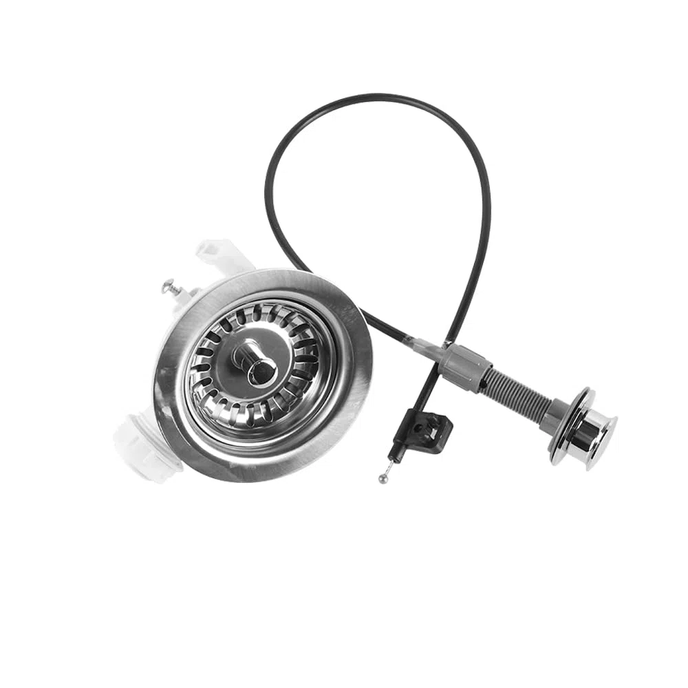 Sarini Siebkorb Exzenterventil mit Seil Drehexzenter Ablaufgarnitur Spüle G1-1/2 Durchmesser 114mm für Küchenspüle und Geschirrspüler Entwässerungslösungen