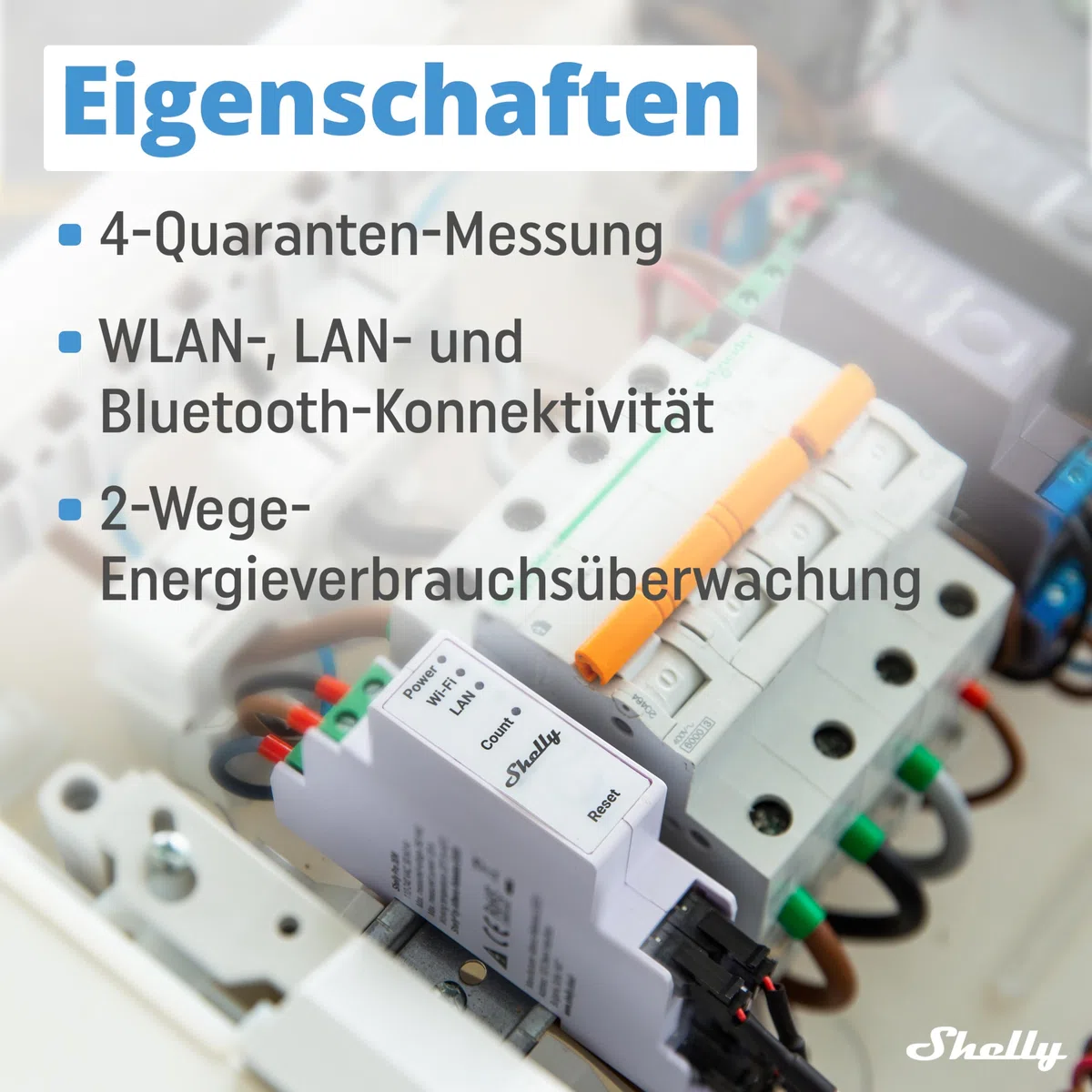 Shelly Pro 3EM (120A) | WLan & Bluetooth Smart Energy Monitoring 3-Phasen-Relaisschalter & Plus 1PM | WLAN & Bluetooth Relais Schalter mit Strommessung