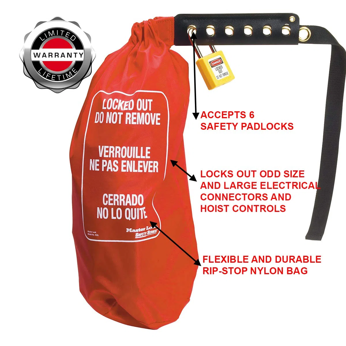 Master Lock 453L Große Abdeckung für übergroße Stecker und Antriebssteuerungen, 16 x 43 cm
