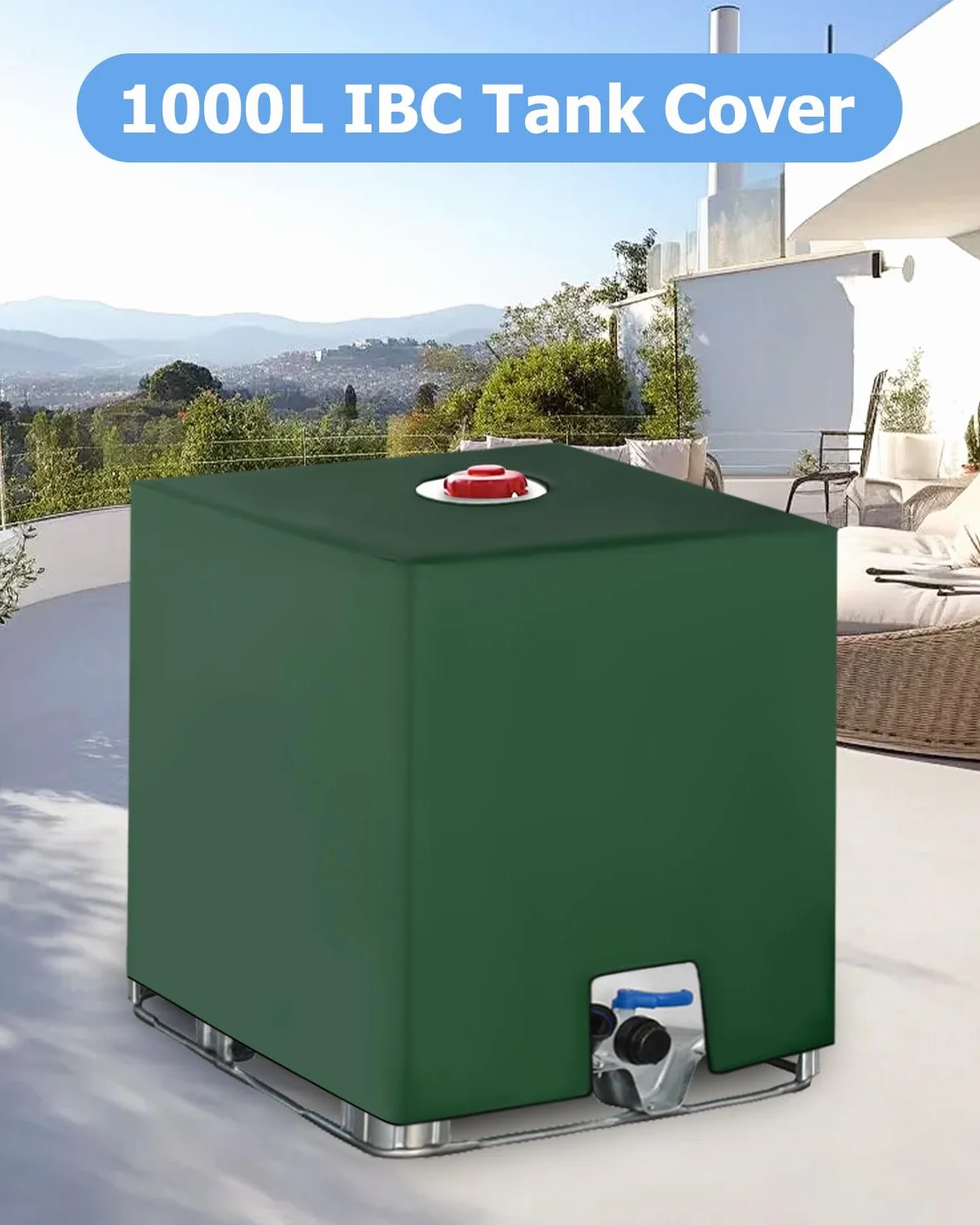 2PC IBC Tank Abdeckung, Wassertank Abdeckplane 1000L, IBC Container Zubehör, IBC Wassertank Abdeckung für Wasserfass, Anti-UV Schutzplane Regenwassertank Abdeckung, 116 x 100 x 120 cm