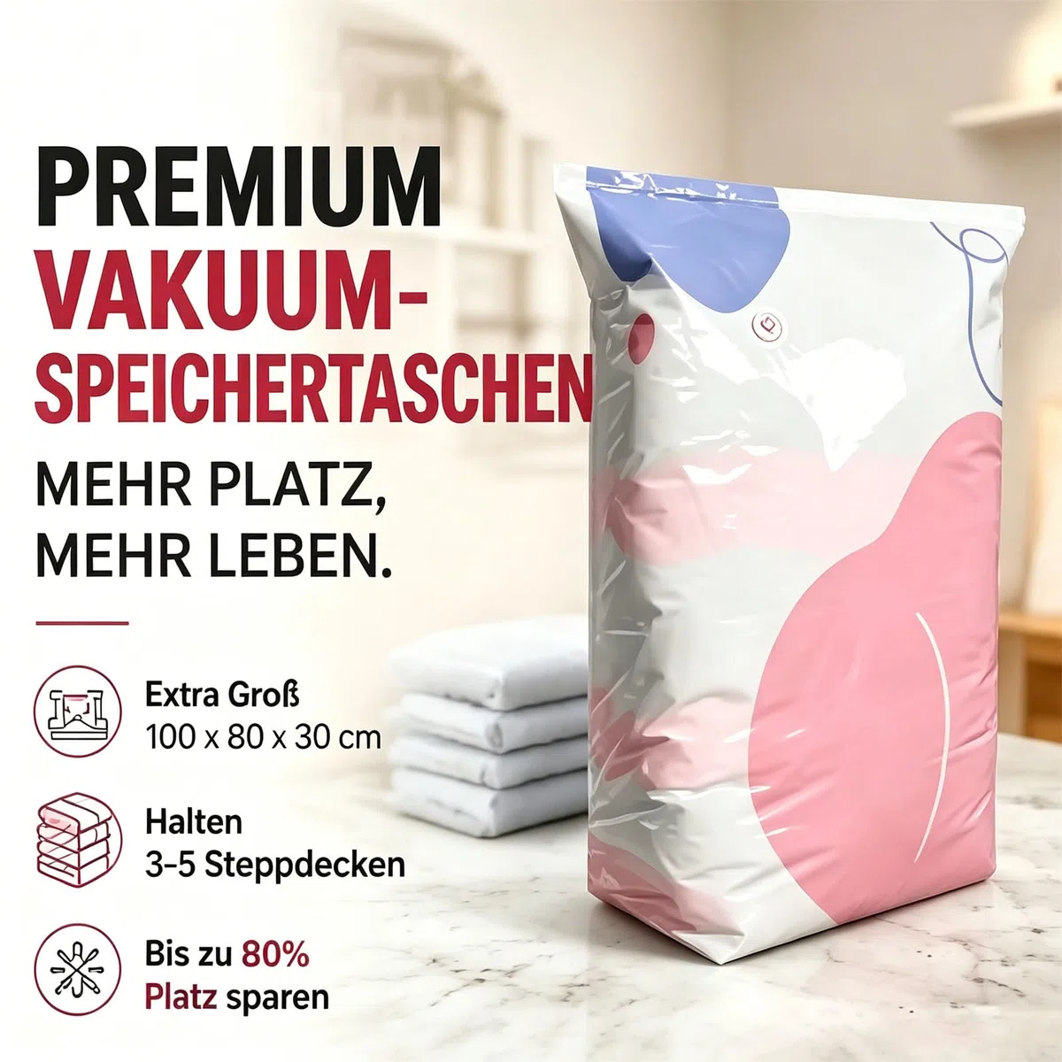 No-Pump Large Vacuum Storage Compression Bags, 2026 New Vakuumbeutel für Bettdecken, Luftdichte Kompressionsbeutel für Kleidung Kissen Bettdecken Decke (Extra Large-4PCS)