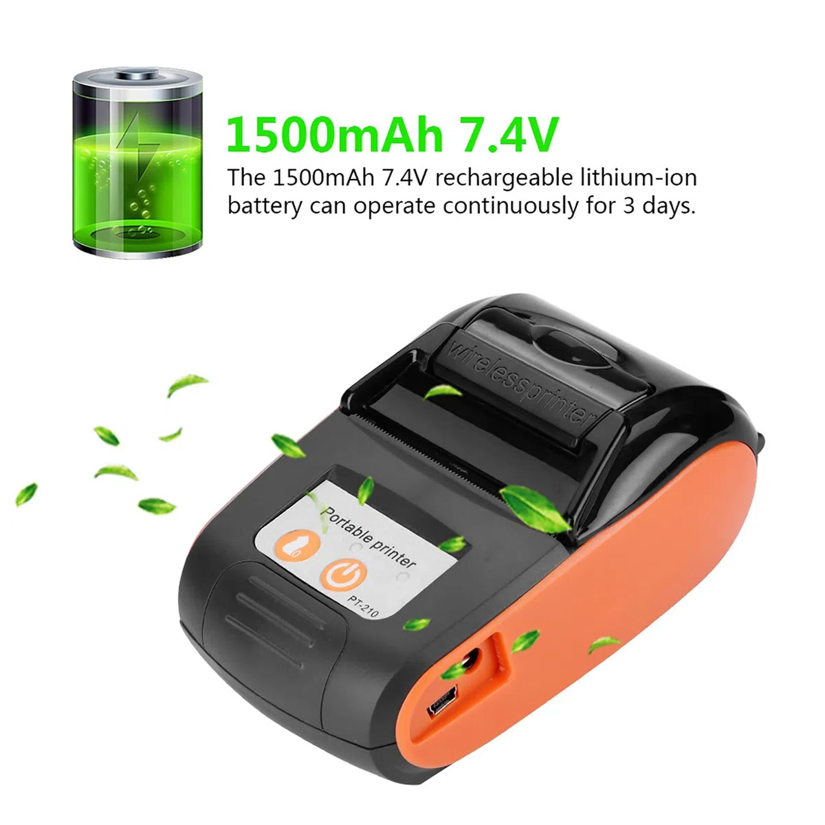 Annadue Tragbarer Kabelloser Thermo Belegdrucker, Bluetooth Personal Bill Maker Machine 58 Mm USB POS Drucker für /iOS/Android, für den Restaurantverkauf Im Einzelhandel