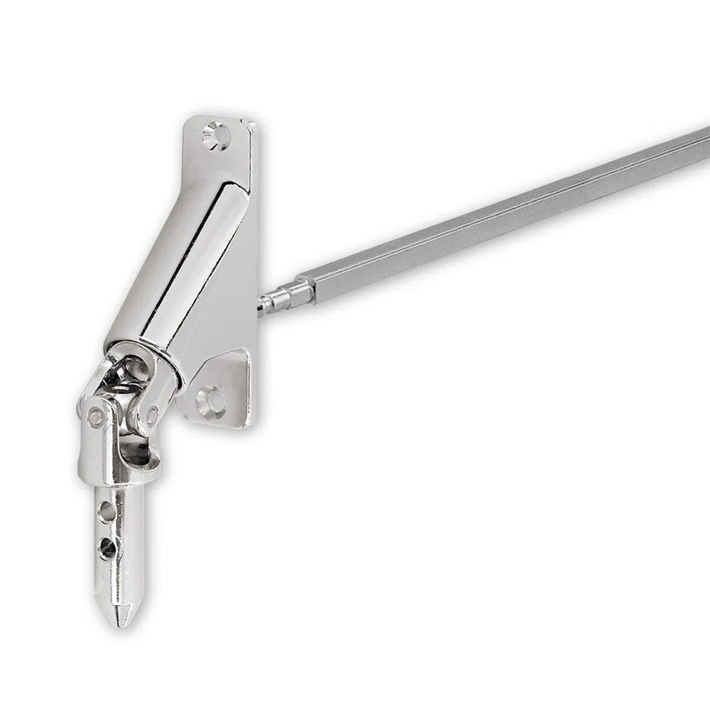 Gelenklager für Kurbelgetriebe, Schwenkbereich 90° (Grad), Platte 85 x 23 mm, vernickelt, inkl. Vierkantstab 300 mm x 6 mm, von EVEROXX®
