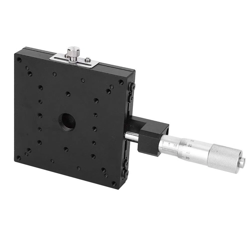SEMX100-AC Manueller X-Lineartisch, 0,01 mm Präzisions-Mikrometer-Feinabstimmung, Gleittisch, Kreuzrollenführung, X-Achsen-Linearpositionstisch, 3,9 x 3,9 Zoll