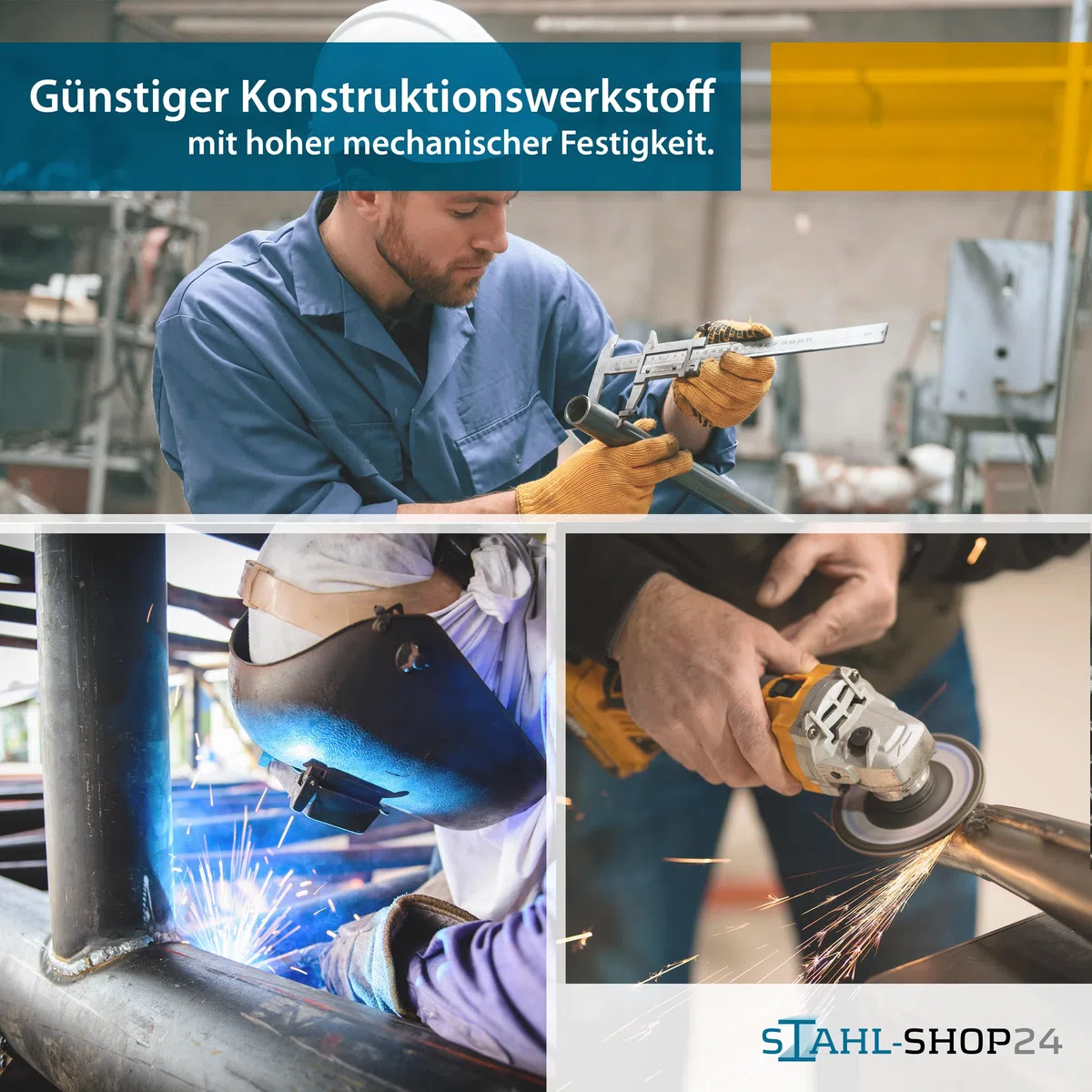 Stahl-Shop24 - Stahl Rundrohr verzinkt Hohlprofil geschweißtes Metall Stahlzinkrohr für Stahlbau, Rohr zum Heimwerken an Treppengeländern, Länge:2000 mm, Abmessung: Ø 48.3x3.2 mm