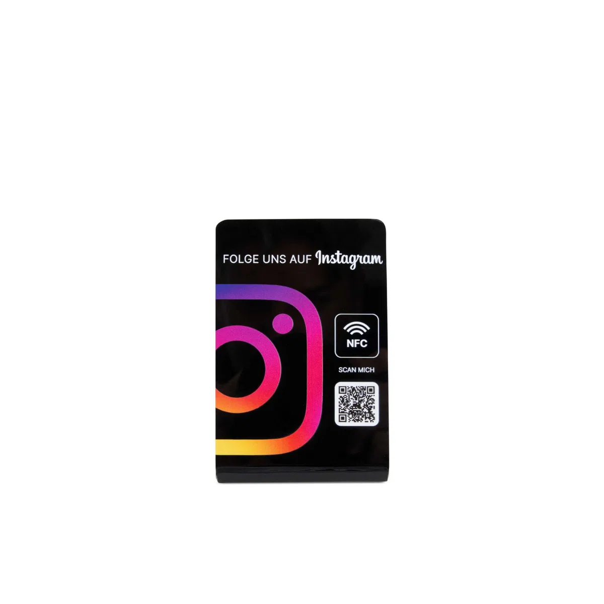 Instagram NFC Aufsteller, Acryl, 70 x 105 mm, fertig eingerichtet, mit NFC und QR-Code