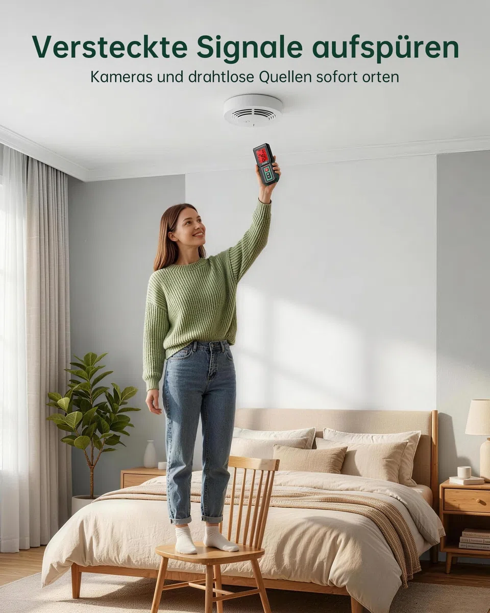 ERICKHILL EMF Messgerät 3-in-1, Tri-Achsen Elektrosmog Messgerät für EF/MF/RF, RF Detector mit LCD Anzeige, Wiederaufladbar, 3 Alarmmodi für Zuhause & Büro