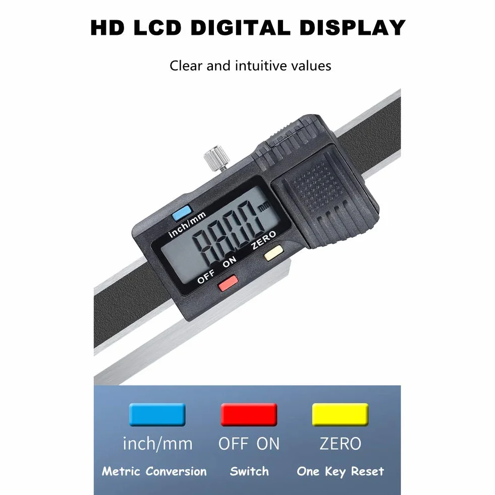 Zunate Digitales Höhenmessgerät, 0-150mm Digital Precision Height Aperture Tiefenmesser mit Edelstahlfuß, Elektronisch Höhenmesser mit LCD Digitalbildschirm für die Holzbearbeitung