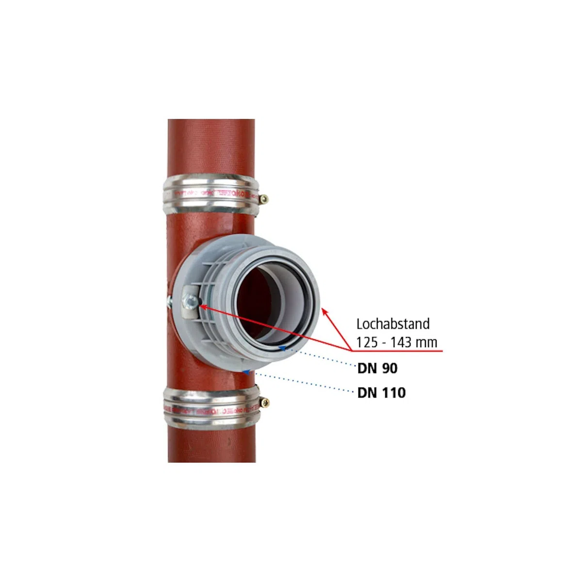Flansch-Adapter DN 110/90 für SML Grauguss Reinigungsdeckel - 11090FA
