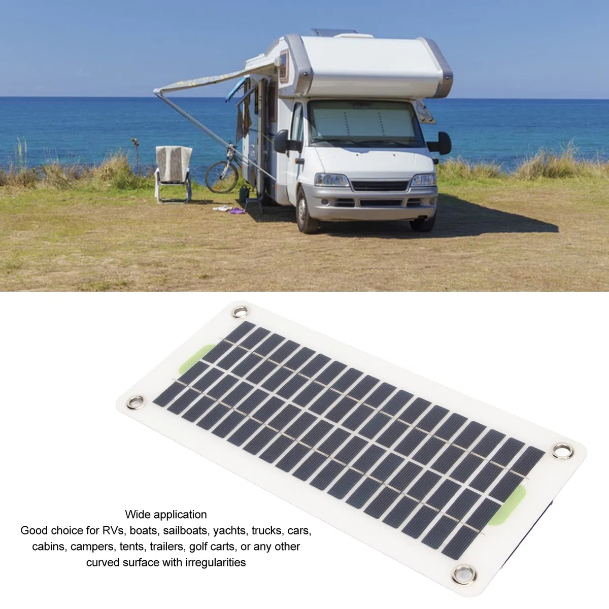 Tragbares Solarmodul 30W 12V, Wasserdichtes Solarladegerät Kit für Auto, Wohnmobil, Boot, Camping mit Zigarettenanzünder