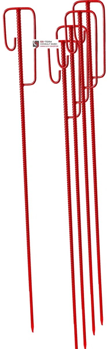 UvV Absperrleinenhalter Laterneneisen 1,2 Meter UVV Sicherheitsbügel - 8 Stück Set - einfache Tauchlackierung (rot 2. Wahl)