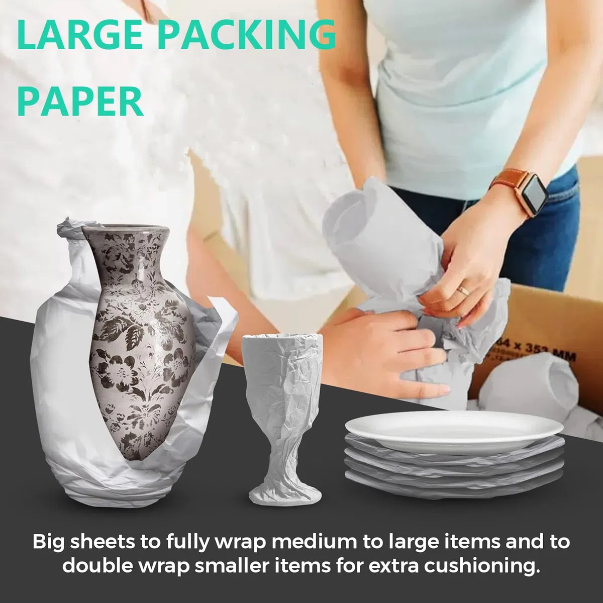 160 weiße Zeitungsreste A2 große Packpapierbögen für Umzüge, 42 x 60 cm, Zeitungspapier zum Verpacken von Umzug, Versandbedarf, Verpacken zerbrechlicher Gegenstände, Geschenke, Kleidung, Kunst und