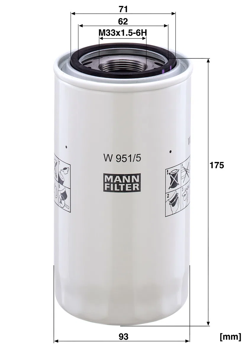 MANN-FILTER W 951/5 Ölfilter Hydraulikfilter - für Off-Highway Anwendungen