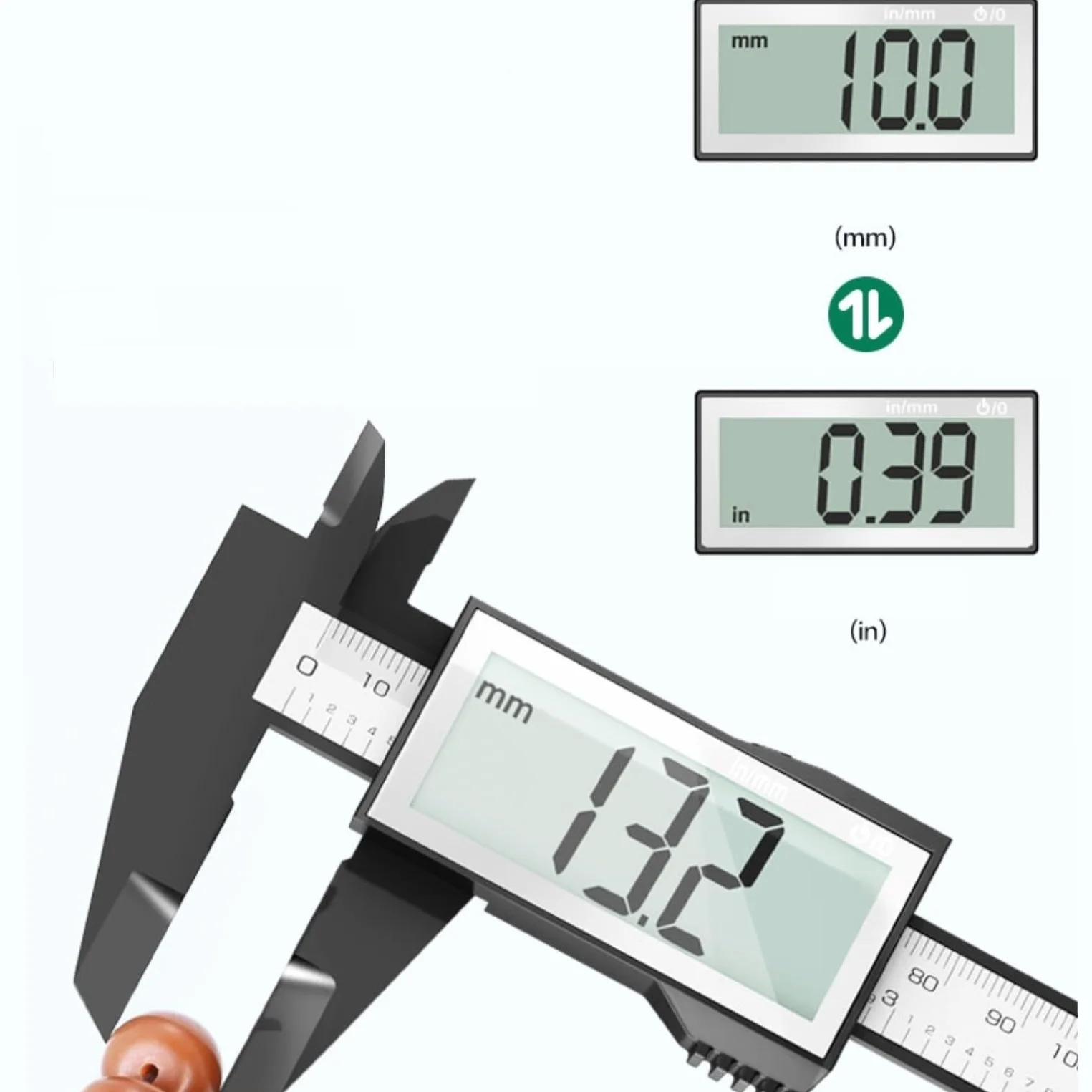 JZK 150 mm elektronischer digitaler Messschieber aus Kunststoff mit großem LCD-Bildschirm, 15 cm 6 Zoll metrische Zoll-Umrechnung, Tiefenmesser, Messwerkzeug für den Innendurchmesser