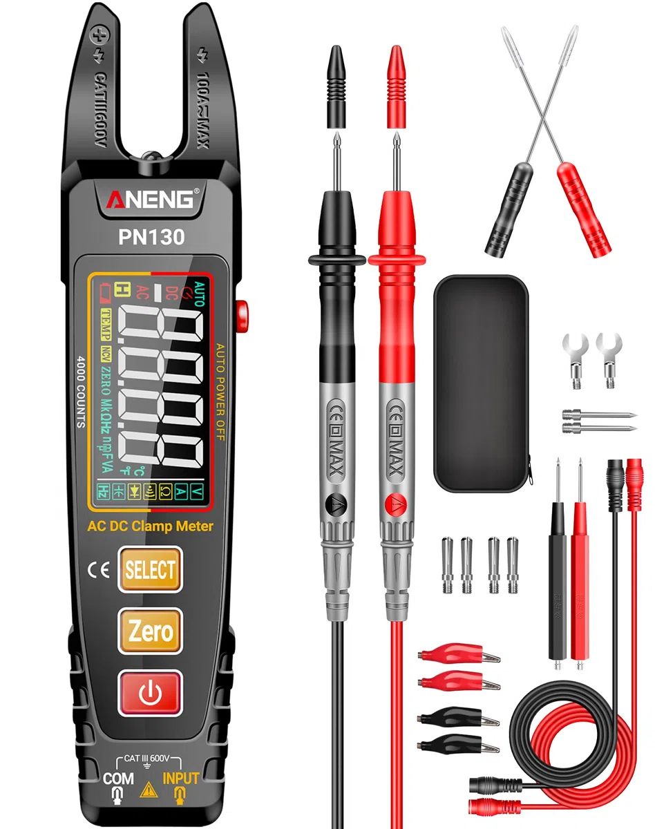 ANENG Multimeter Stromzange,Farb-LCD Wiederaufladbarer U-förmiger Strommesszange,4000 Counts mit Wechselstrom/Gleichstrom Strom,Spannung,Widerstand,Kapazität,berührungslose Spannungserkennung Werkzeug