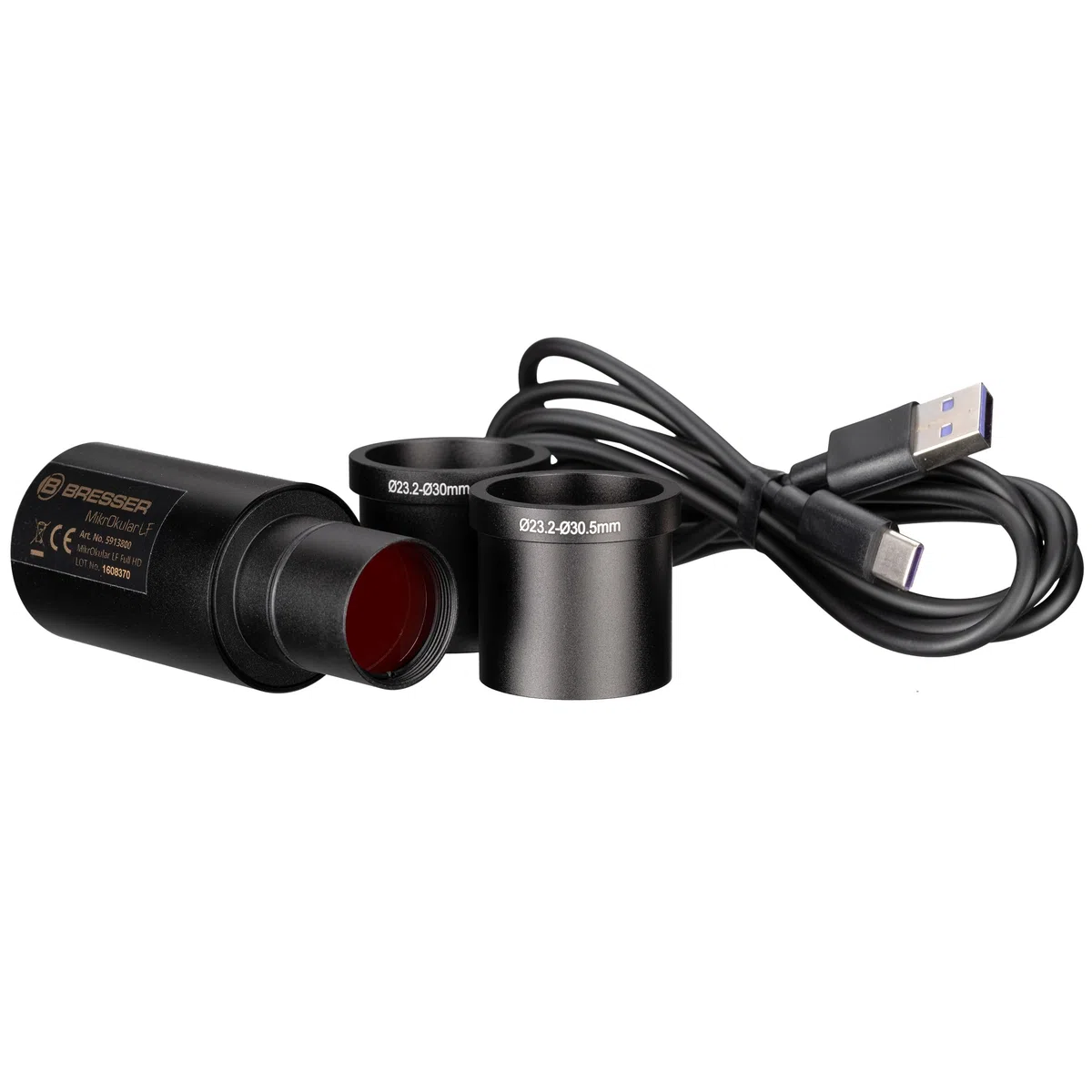 Bresser Full-HD-Mikroskopkamera mit Reduzieroptik, USB-C, 1920x1080, inkl. Adapterringe und Windows-Software mit Messfunktion