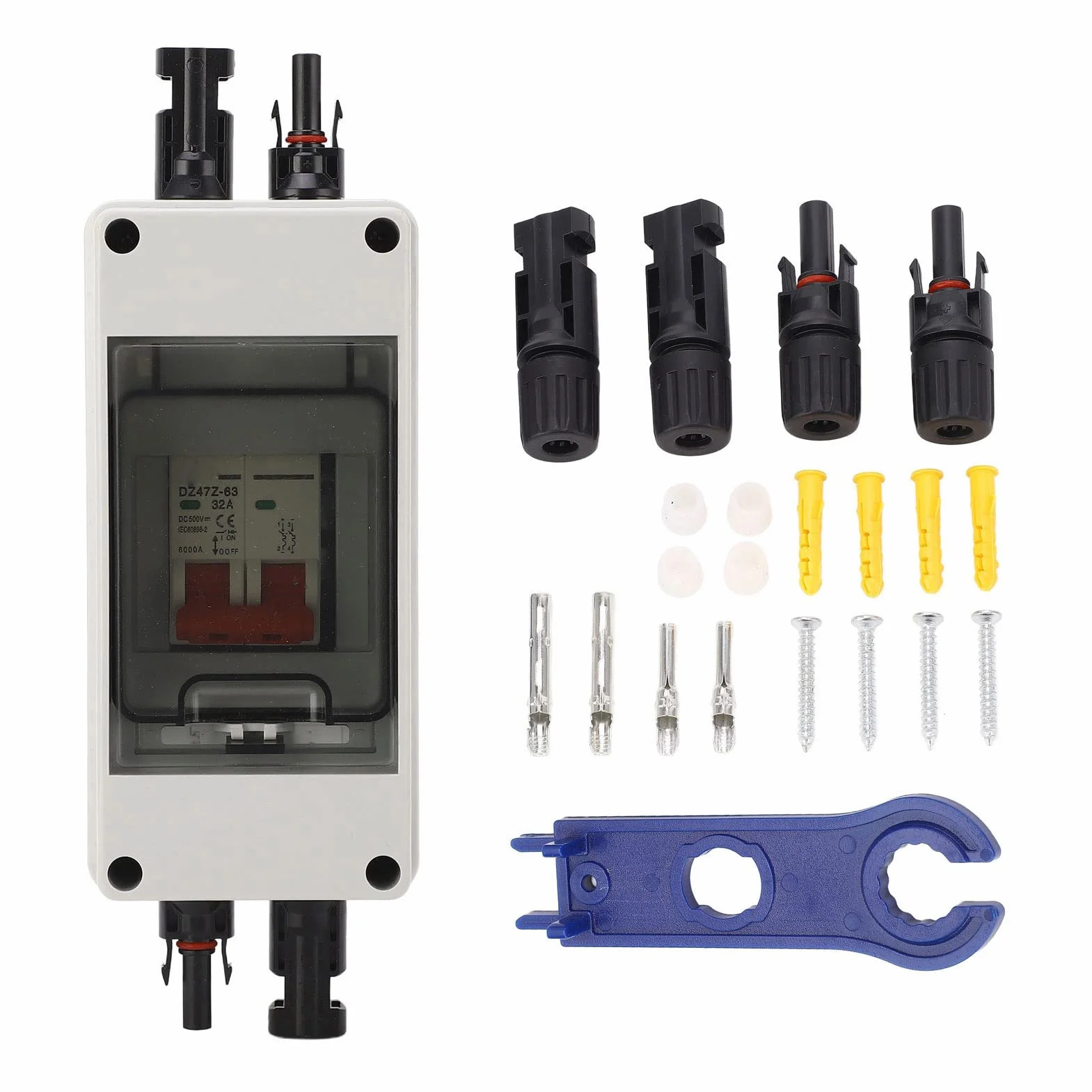 IP65 Wasserdichter 500-V-Solar-Photovoltaik-DC-Trennschalter-Kombikasten mit Donnerschutz für Innen-Außensysteme (32A)