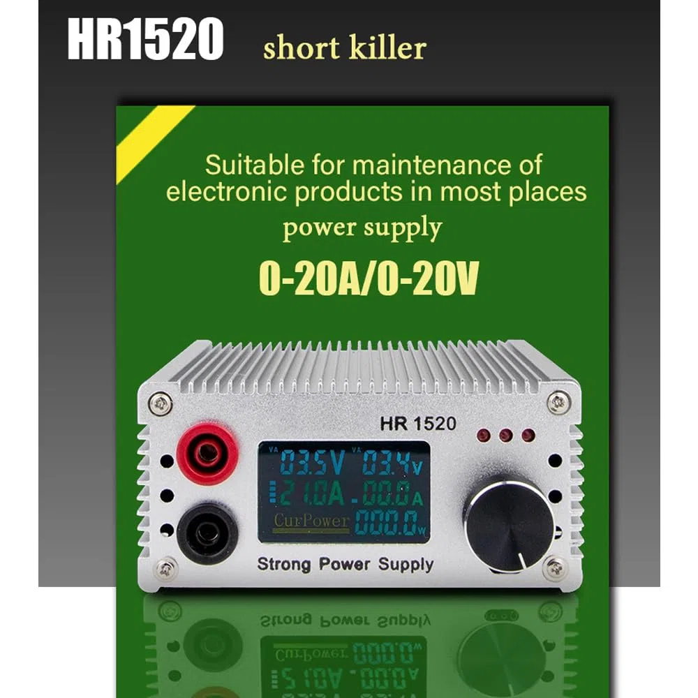 Generic HR1520 Professioneller Motherboard-Kurzschlusstester, 15 V, 20 A, Einstellbarer Ausgang mit Digitalanzeige und Leisem Lüfter für Laptop-Reparatur und Prüfung Elektronischer (EU-Stecker)