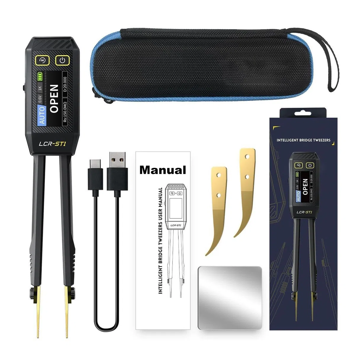 Lcr meter messgerät st1 induktivitätsmessgerät Smart tweezer bridge Digitales induktivität messgerat set Digital transistor tester Induktivität testteile (LCR-ST1)
