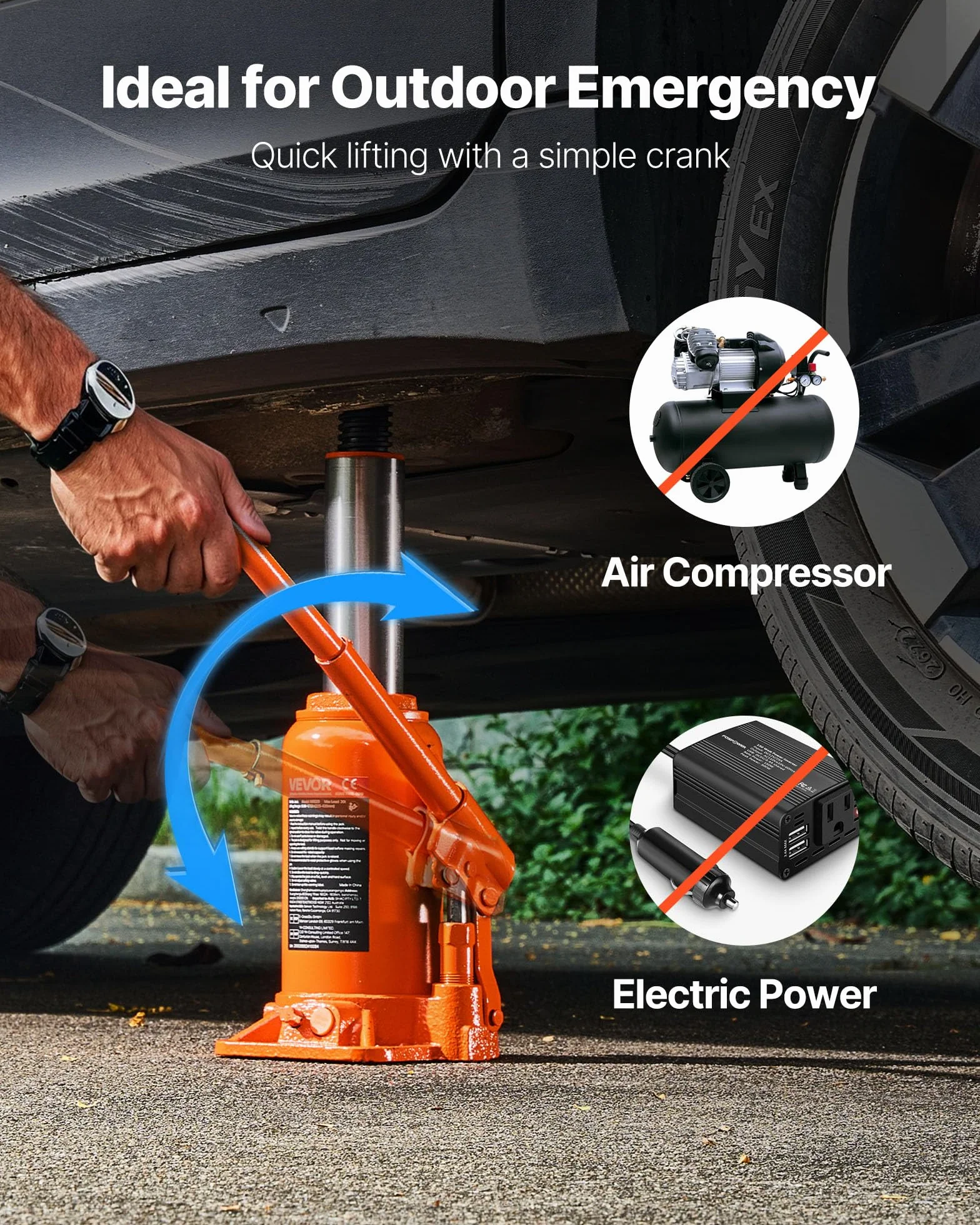 VEVOR hydraulischer Wagenheber Flaschenwagenheber 20 t 225–435 mm Hubbereich, Hochleistungs-Stempelwagenheber für Auto SUV Pickup Autoreparatur Hauslift landwirtschaftliche Geräte, Orange