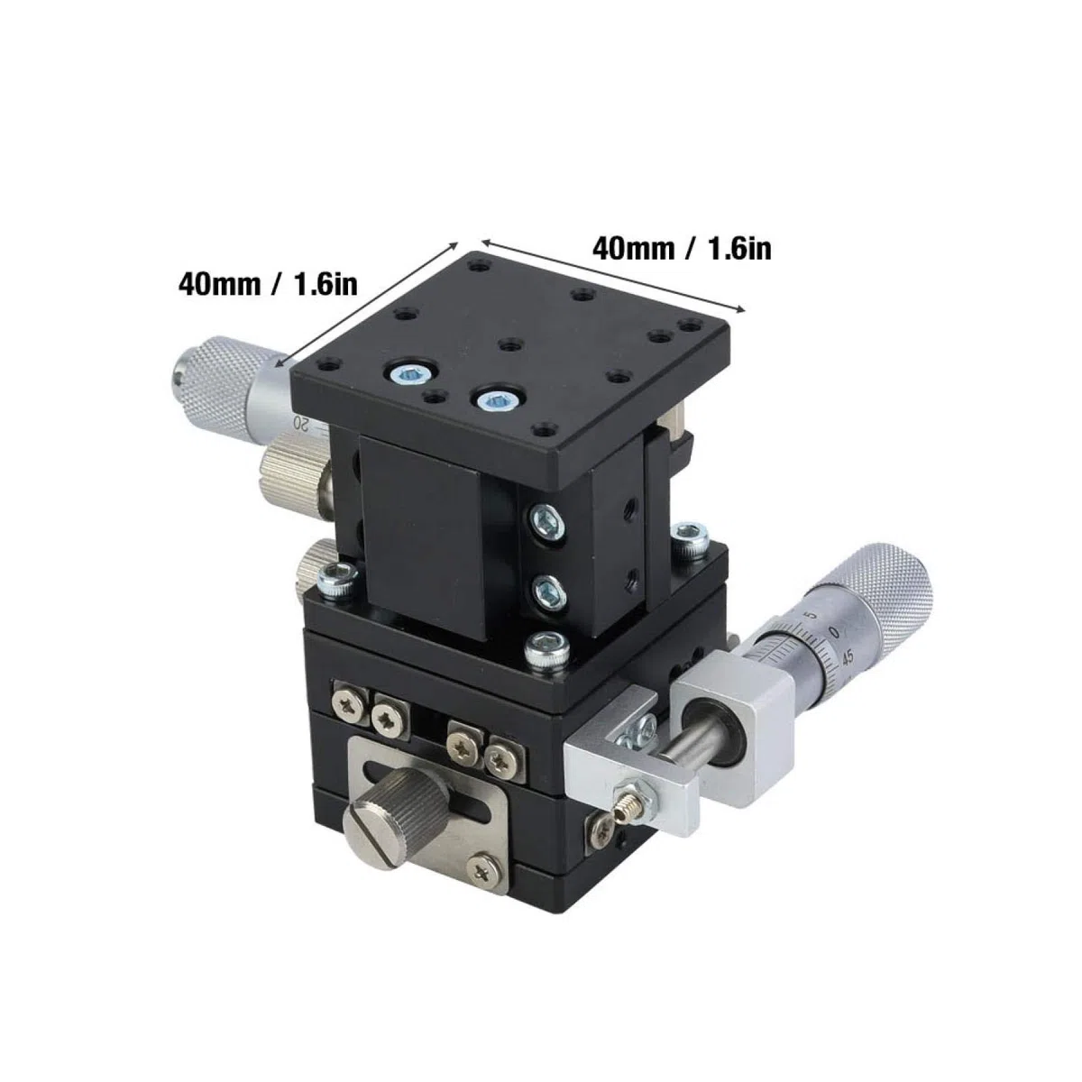 Manueller XYZ-Lineartisch mit 3 Achsen, LD40-LM 3-Achsen-XYZ-Lineartisch zum Trimmen von Plattformlager-Tuning-Schiebetisch 40x40mm