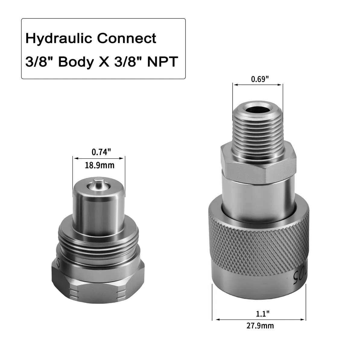Hydraulisches Hochdruck-Schnellkupplungs-Set, 3/8 Zoll, 10.000 PSI, ersetzt Enerpac C-604, mit 2 Staubkappen