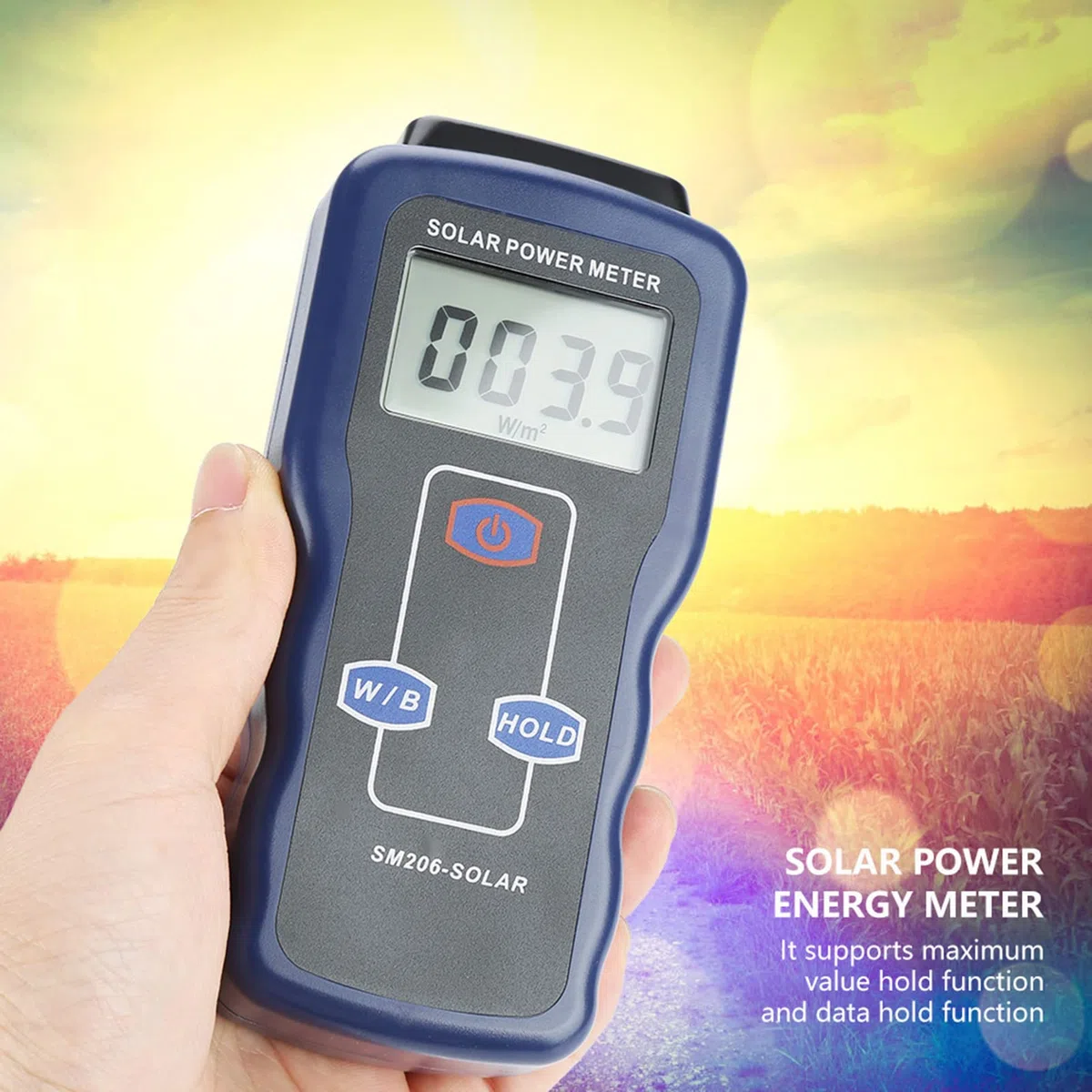 Digitales Handheld-Uv-StäRke-SonnenlichtmessgeräT, W/M² und Btu Solarleistungsmesser, SonnenlichtstrahlungsmessgeräT für Meteorologie, Landwirtschaft, Physikalische und Optische Experimente Usw