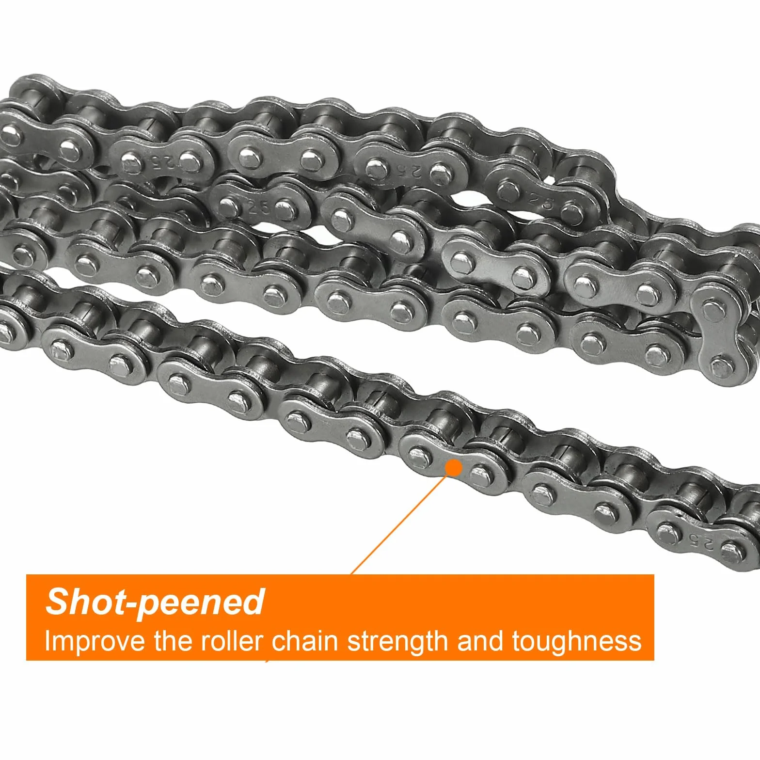 sourcing map #25/04C-1 Rollenkette, 3 m, 0,6 cm Teilung, Karbonstahl, Rollenketten mit 2 kostenlosen Master-Verbindungsgliedern für Mini-Bikes, Motorräder, 480 Glieder
