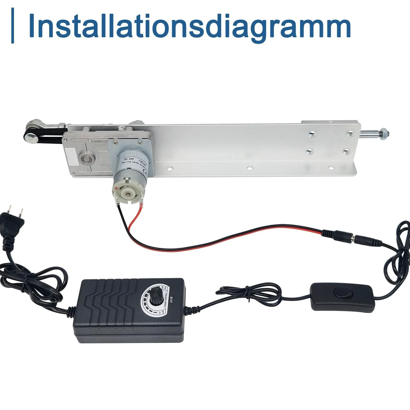 Hubkolbenmotor DC 24V Maximaler Schub 18kg Einstellbarer Hub 3cm-15cm 120rpm mit Drehzahlregler (24V150mm120rpm)