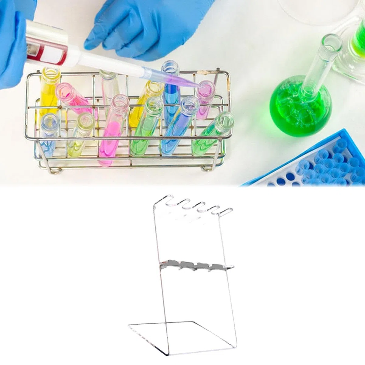 Sharplace Pipettengestell Pipettenständer Zubehör Praktisches, stabiles, multifunktionales Mikropipettengestell Pipettenständer aus Acryl Laborbedarf, 4 Löcher