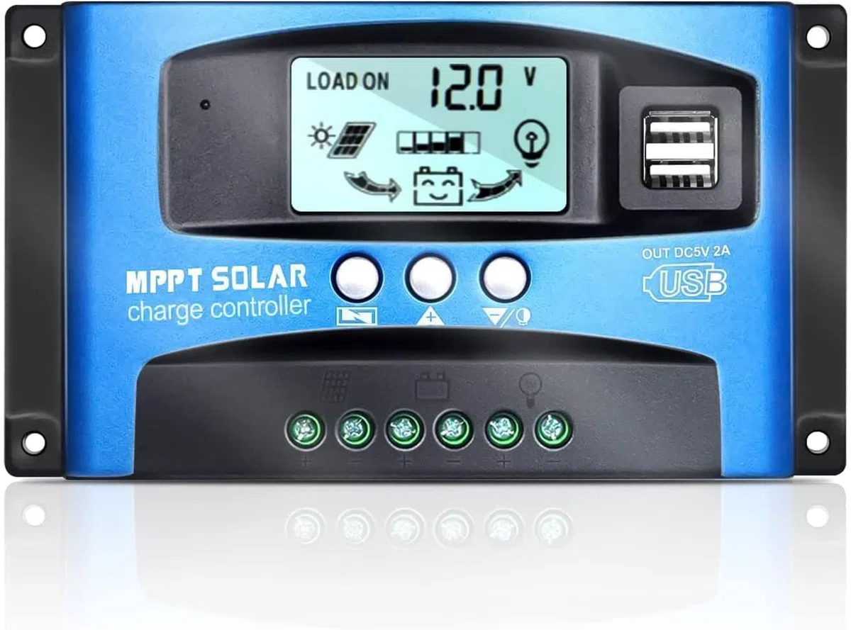 Yoving 100A MPPT Laderegler Solar Wasserdichter Solarladeregler für 12V/24V Solaranlagen - LCD Display (Solarpanel, Batterie, Wohnmobil)