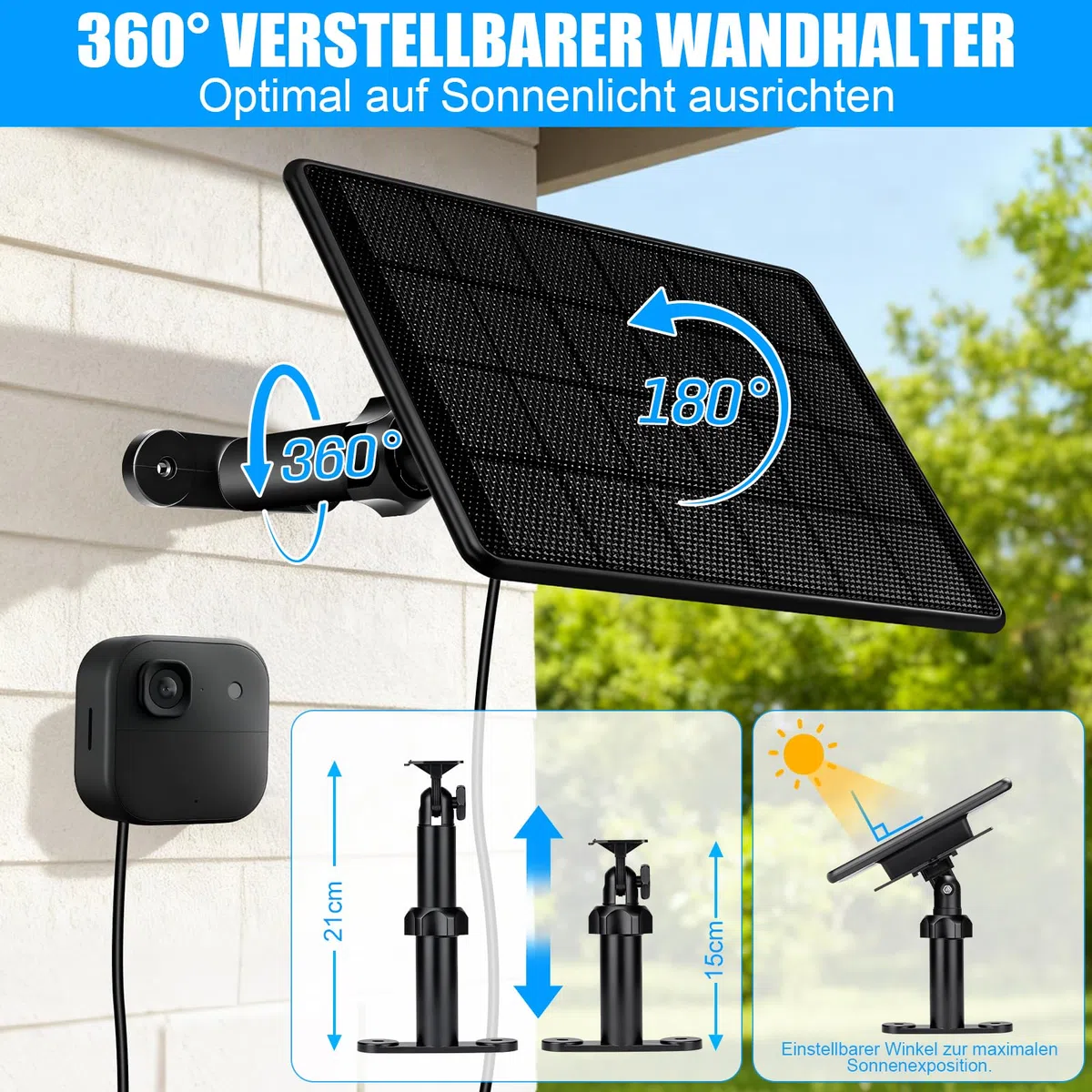 6W Solarpanel für Blink Kamera, Micro USB & USB C Input Solarmodul Kompatibel mit Blink Outdoor 4 (4. Gen)/(3. Gen) XT3/XT2/XT-Kameras, Biuld-In 2500 mAh Batterien, 9,8ft Ladekabel, IP65 Wasserdicht