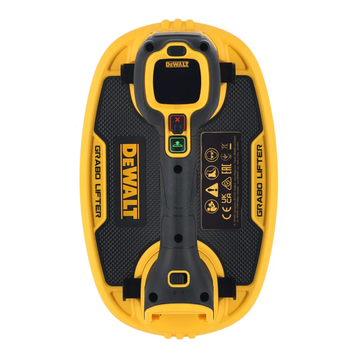 DEWALT 18 Volt Grabo Akku-Vakuum-Heber (bis zu 120 kg Hebekraft digitales Manometer, austauschbare Dichtung, Lieferung ohne Akku und Ladegerät), DCE590N-XJ