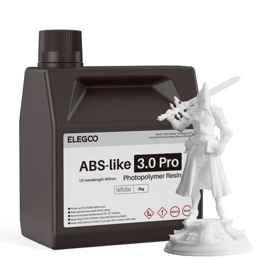 ELEGOO ABS-Like Resin 3.0 Pro, Harz für 3D-Drucker mit Höherer Kratzfestigkeit, 405nm UV Harz für MSLA/DLP/LCD-Drucker, Schnelle Aushärtung, Hohe Präzision, Nicht Spröde, Weiß 2000g