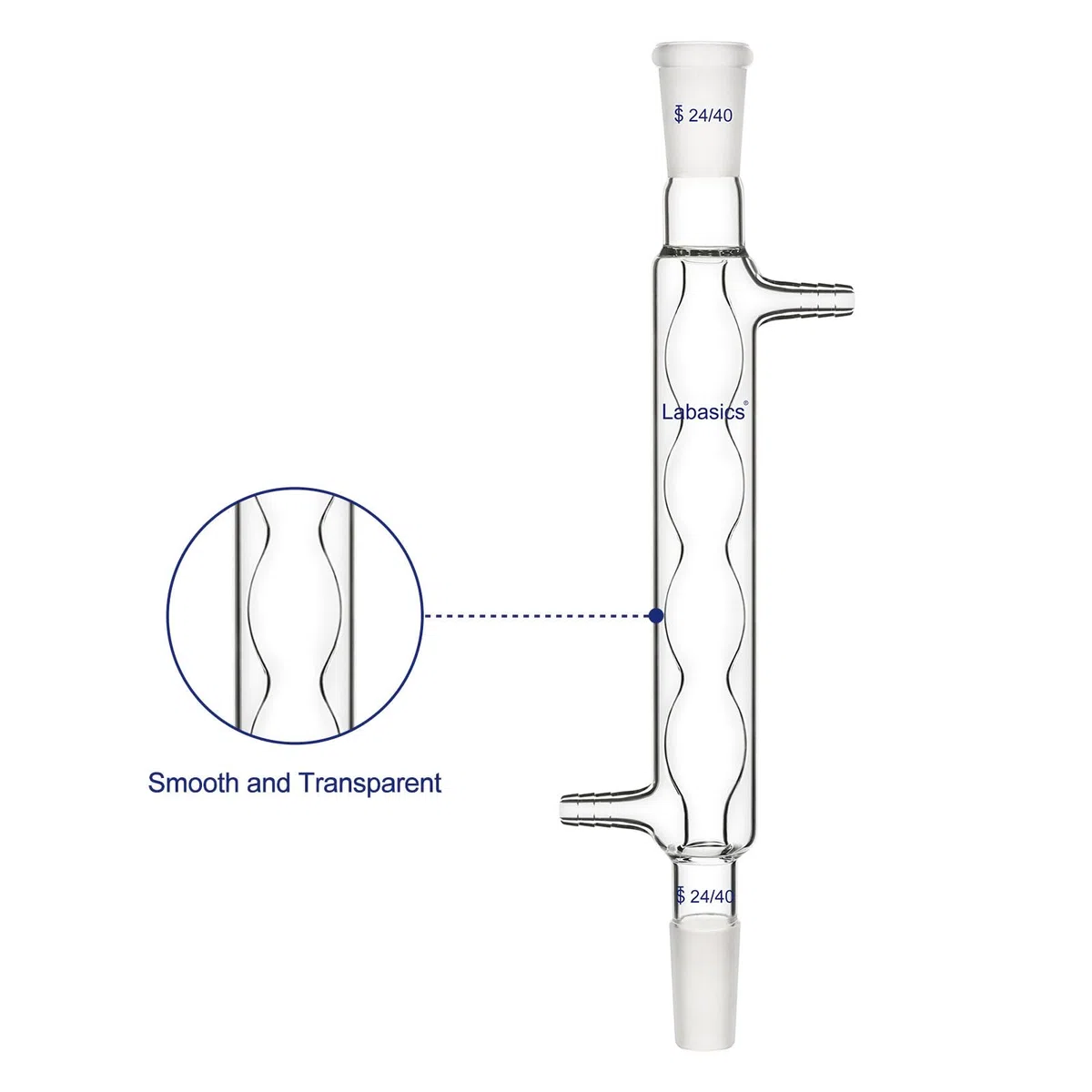 Labasics Borosilikat Glas Allihn Kondensator mit 24/40 Gelenk und 200mm Jacke Länge, Lab Glas Kondensator Glass Allihn Condenser