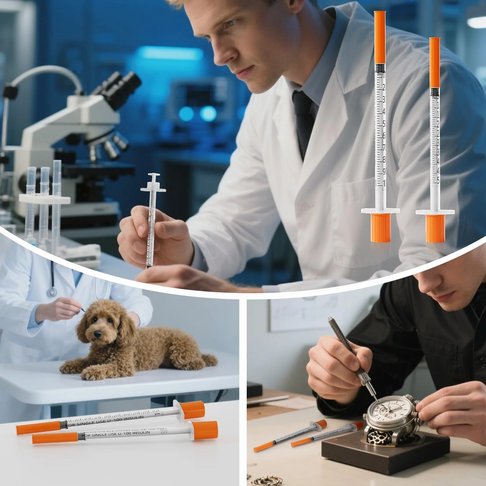 100 Stück 1ml Plastiktube 30G 8mm, Spritze mit Skala einzeln versiegelt für die Flüssigkeitstrennung,Laborzubehör